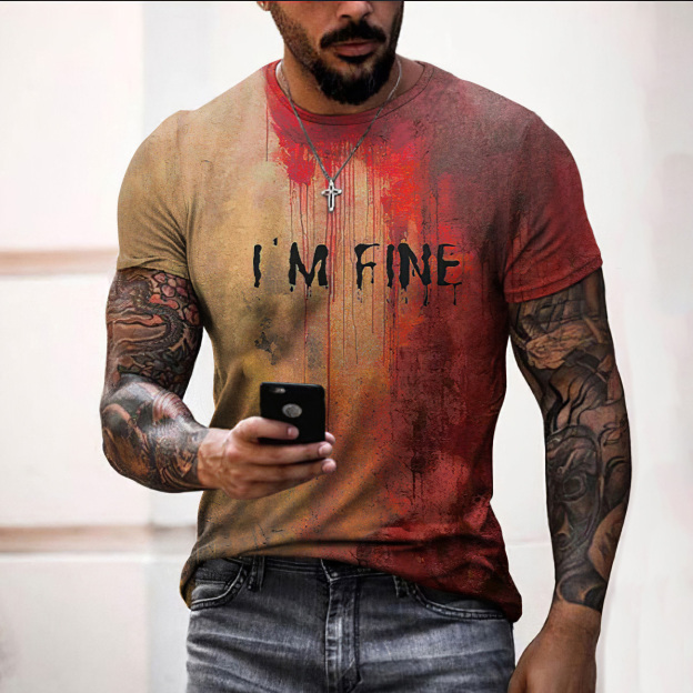 Men's Bloody I'm Fine Halloween Print T-Shirt