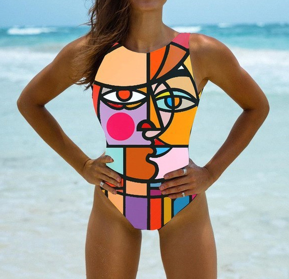 Women's Abstract Pattern Printed Swimsuit