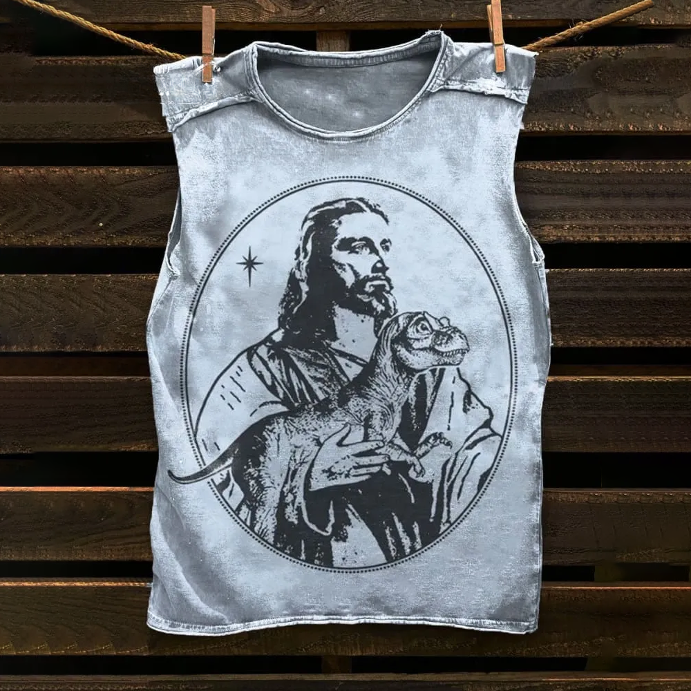 Jesus Holding Dinosaur Unisex Classic Tank Top