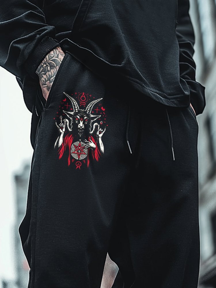 Lord Of Hell Satanic Dark Skull Goat Totem Unisex Casual Sweatpants