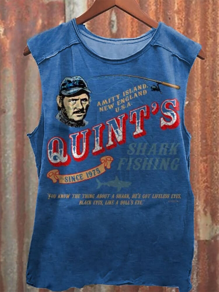Quints Shark Fishing Wood Unisex Essential Tank Top