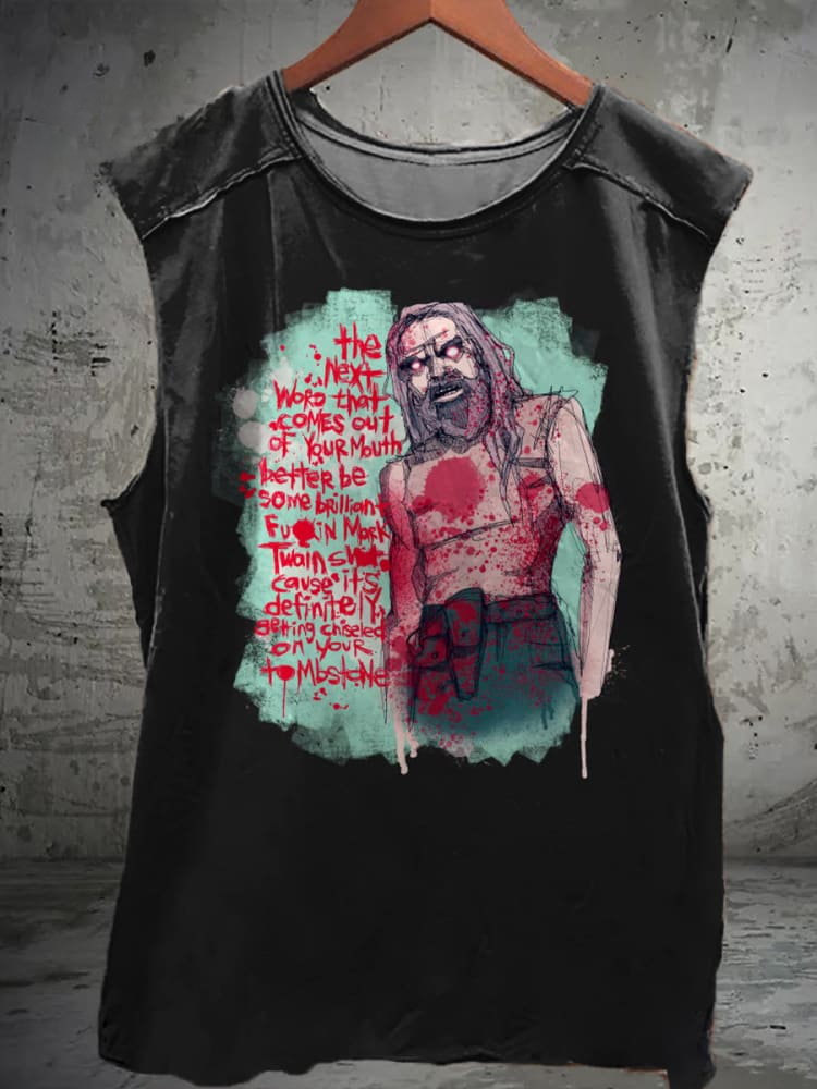Chiseled On Your Tombstone Print Unisex Casual Tank Top
