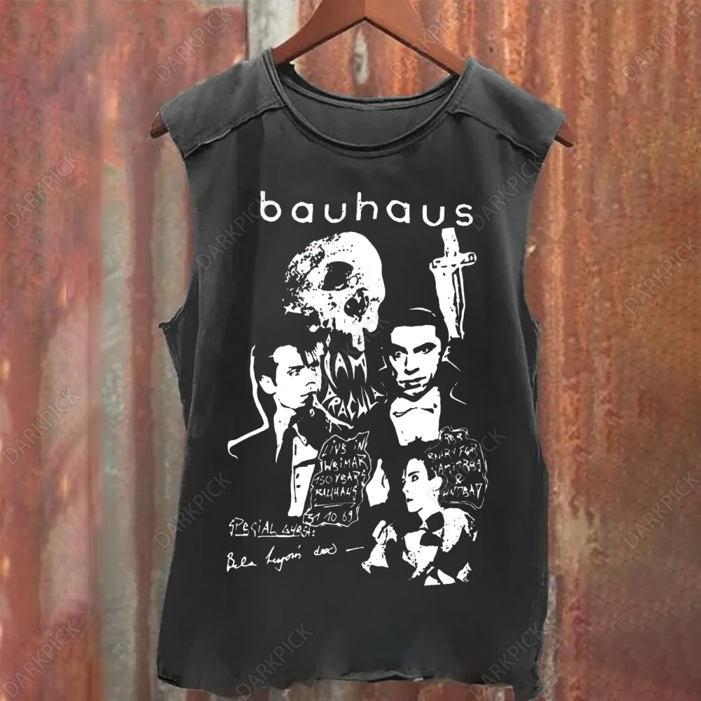 Unisex Vintage Washed Bauhaus Rock Band Tank Top