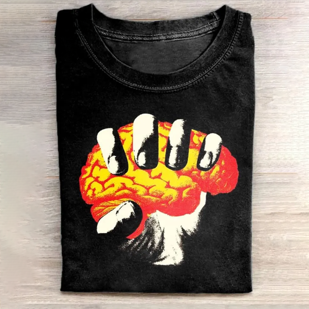 Unisex Funny Art Illustration Printed Casual Cotton Round Neck T-Shirt