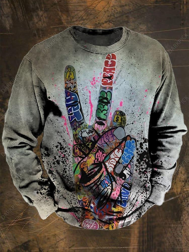 Retro Pop Art Illustration Graffiti Print Casual Sweatshirt