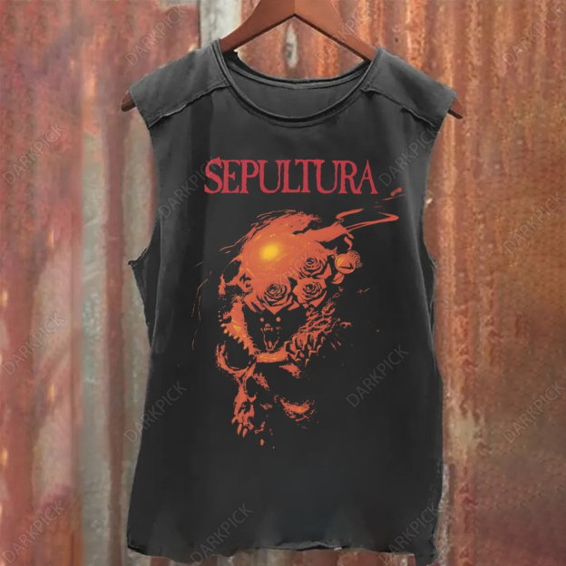 Unisex Vintage Washed Sepultura Heavy Metal Band Tank Top