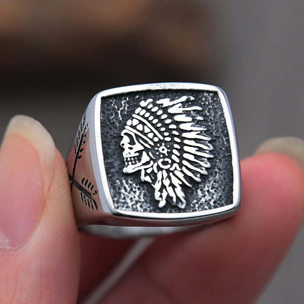 Vintage Indian Chief Skull Ring