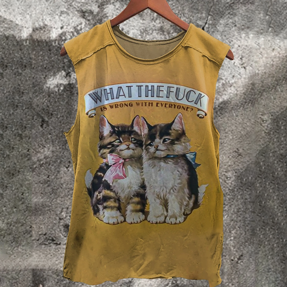 What The Fuck Print 100% Cotton Casual Tank Top