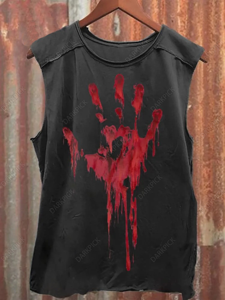 Unisex Bloody Handprint Art Print Casual Tank Top