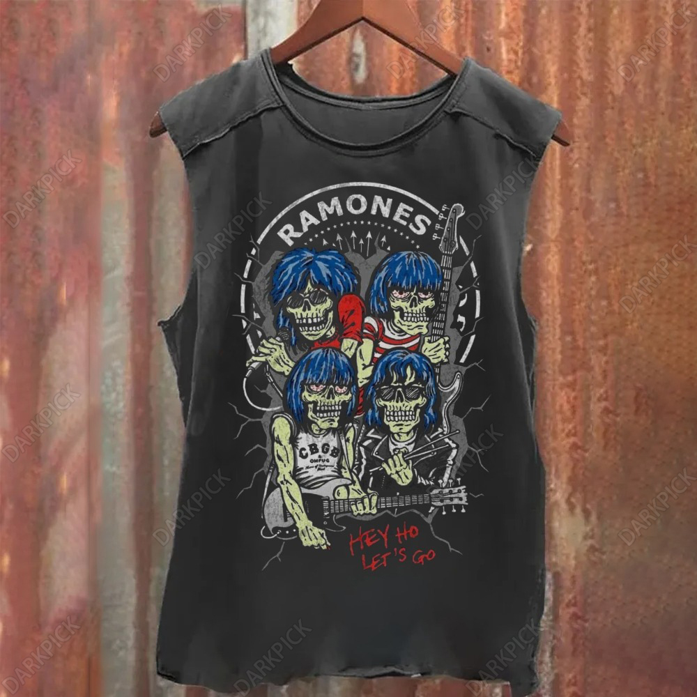 Unisex Vintage Washed Ramones Punk Rock Band Tank Top