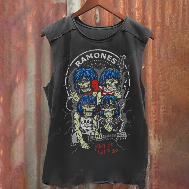 Unisex Vintage Washed Ramones Punk Rock Band Tank Top