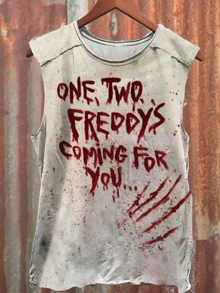 Unisex One Two Freddy's Coming for You Blood Print Casual Tank Top