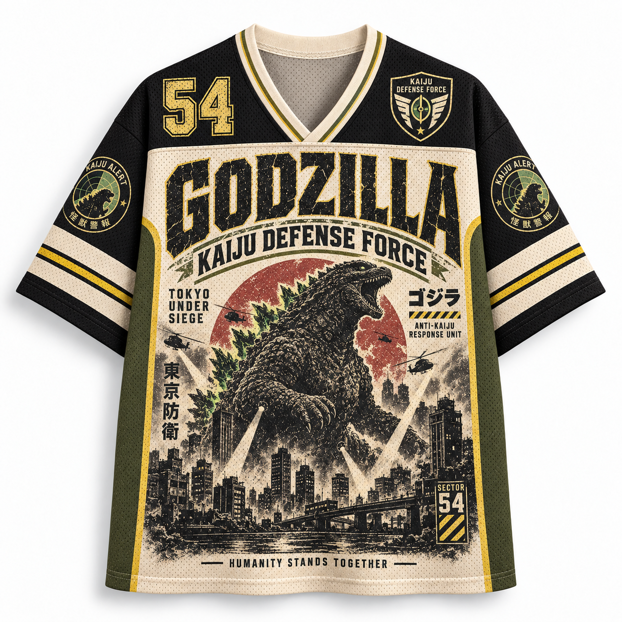Godzilla Kaiju Defense Force Tokyo Under Siege Jersey Shirts