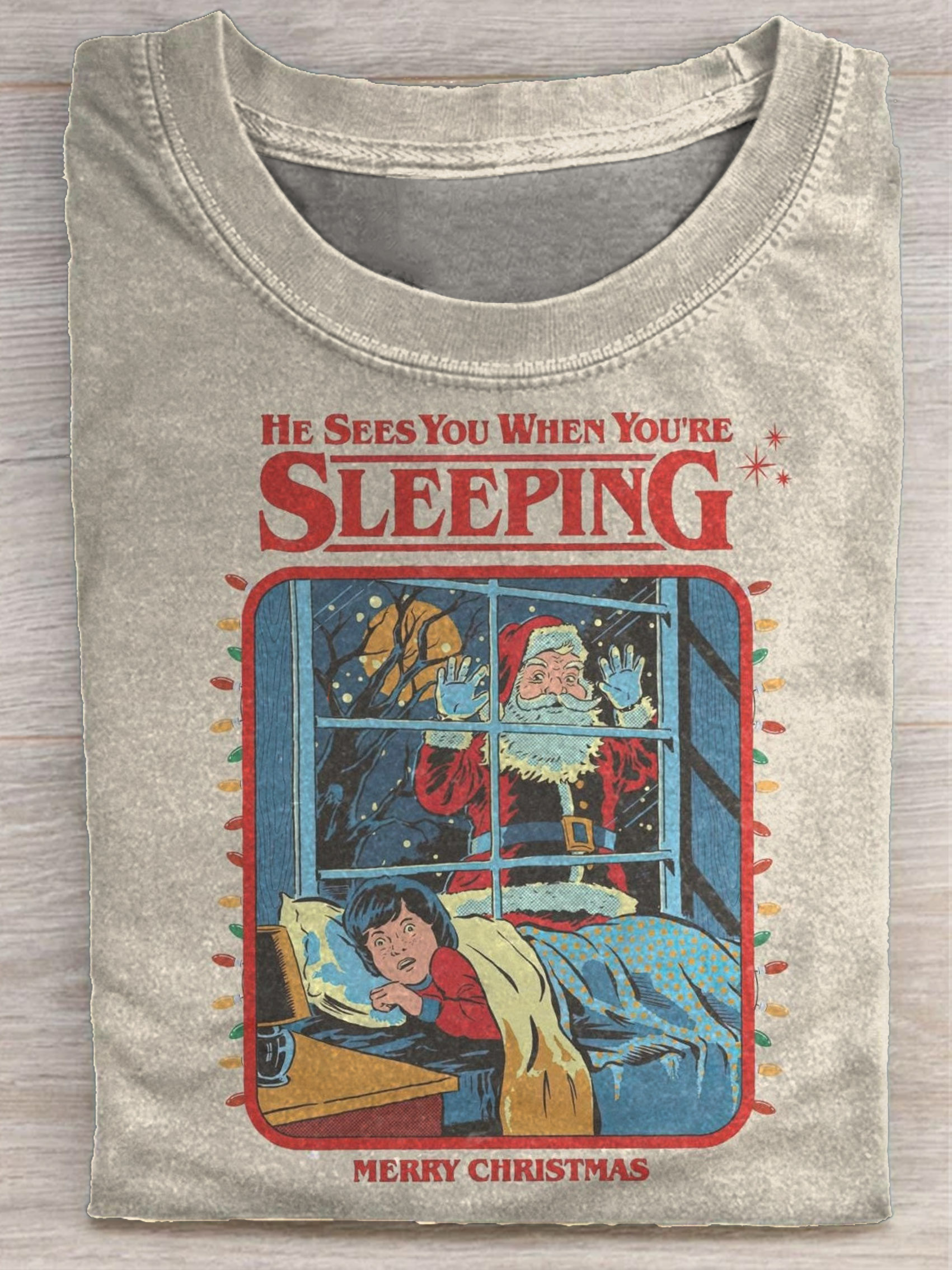 Unisex Merry Christmas Santa He See You When You're Sleeping T-shirt