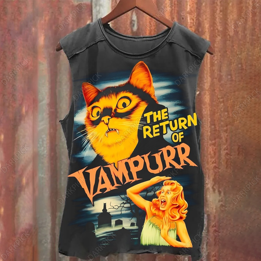 Unisex Cat Vampire Classic Horror Movie Tank Top