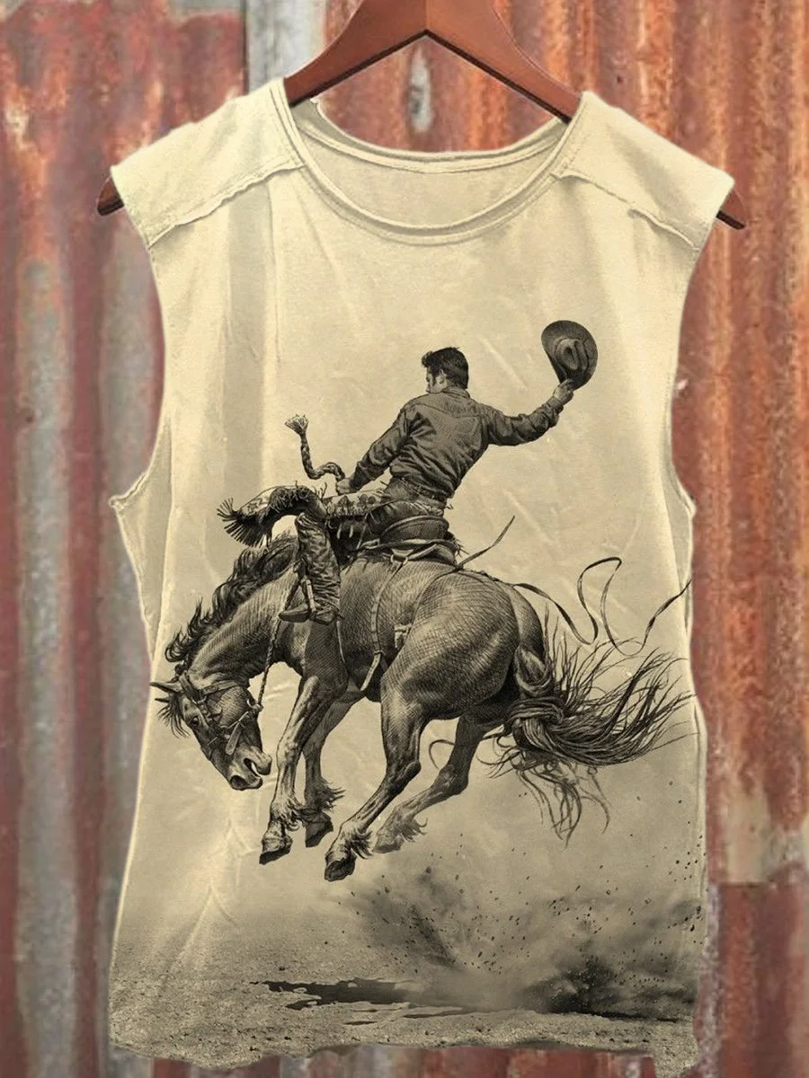 Unisex Vintage Western Print Casual Tank Top