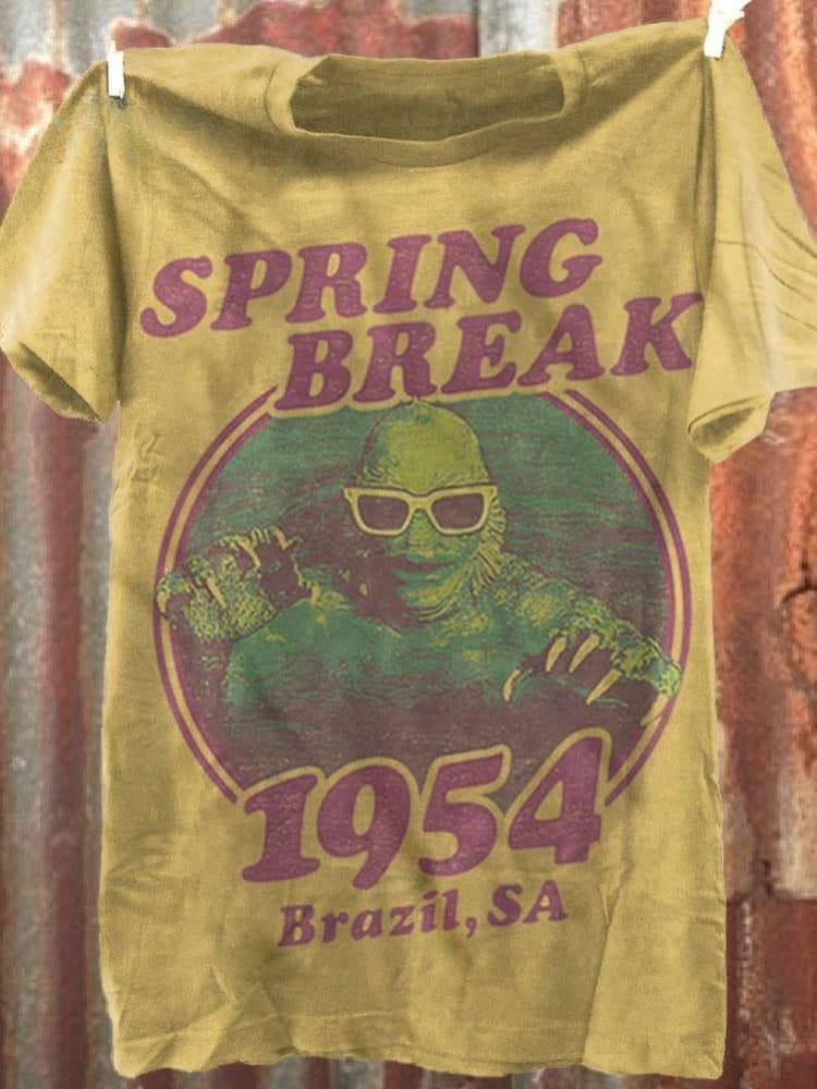 Unisex Casual  Spring Break 1954 Creature  Printed Tank Top