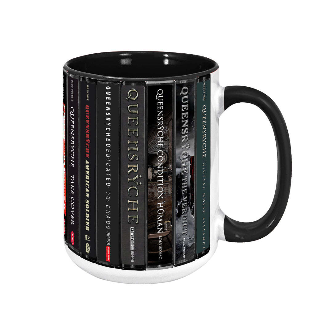 Queensrÿche Albums Cassette Collection Retro Accent Edge-to-Edge Printed Mug