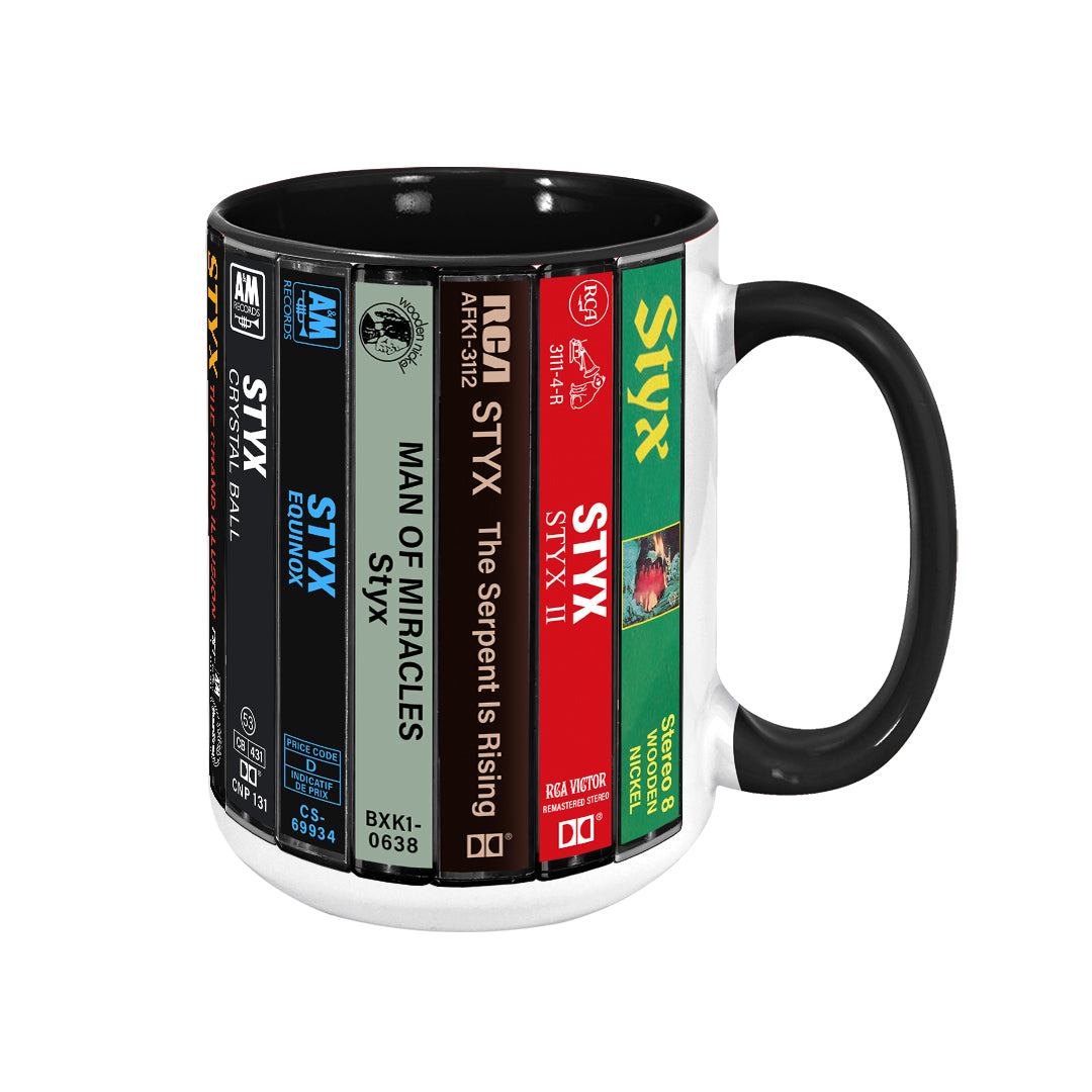 Styx & Dennis DeYoung Albums Cassette Collection Retro Accent Edge-to-Edge Printed Mug