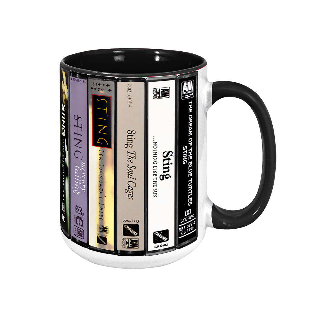 Sting Albums Cassette Collection Retro Accent Edge-to-Edge Printed Mug