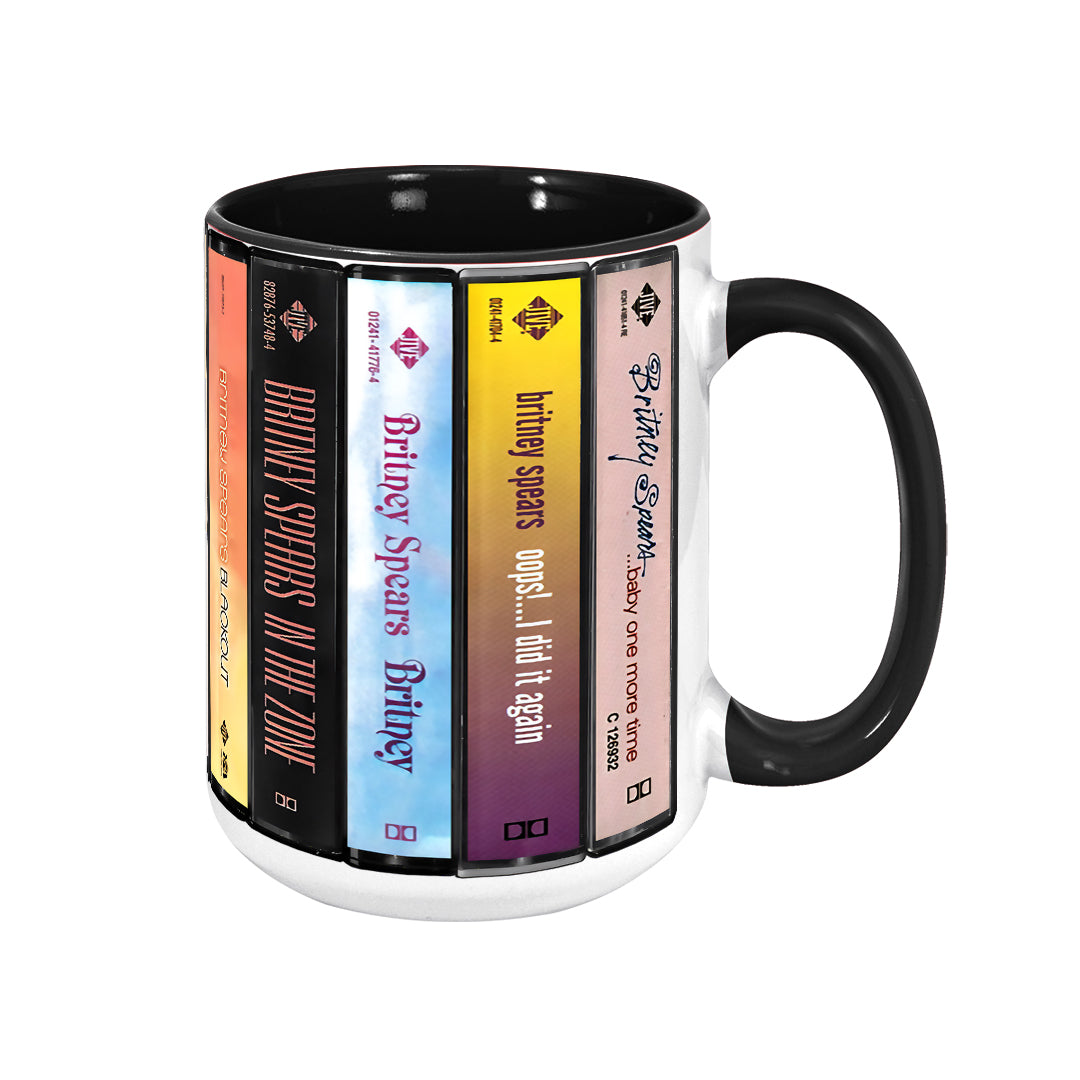 Britney Spears Albums Cassette Collection Retro Accent Edge-to-Edge Printed Mug