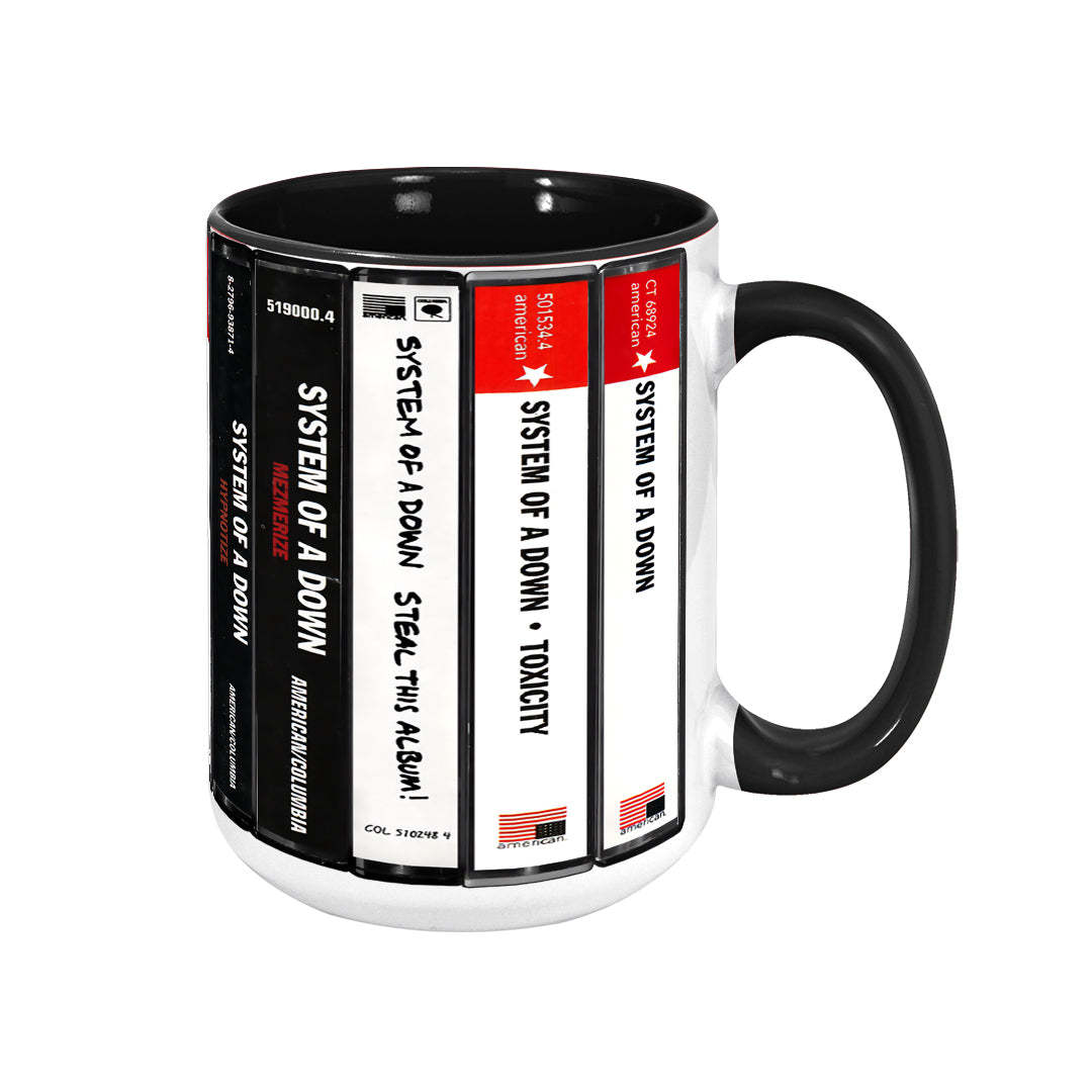 System Of A Down Albums Cassette Collection Retro Accent Edge-to-Edge Printed Mug