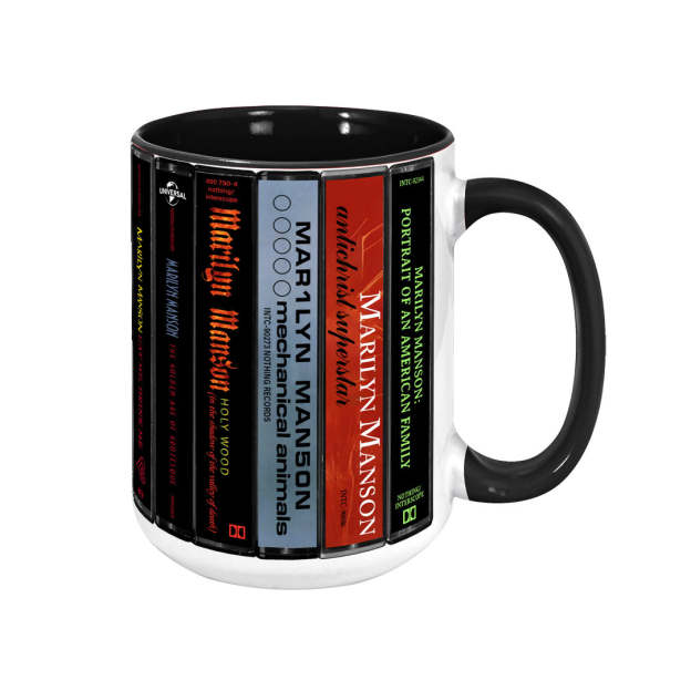 Marilyn Manson Albums Cassette Collection Retro Accent Edge-to-Edge Printed Mug