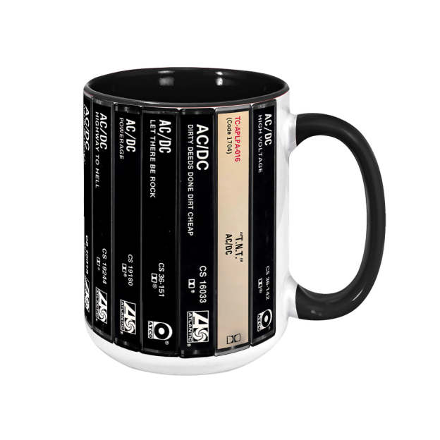 AC/DC Albums Cassette Collection Retro Accent Edge-to-Edge Printed Mug