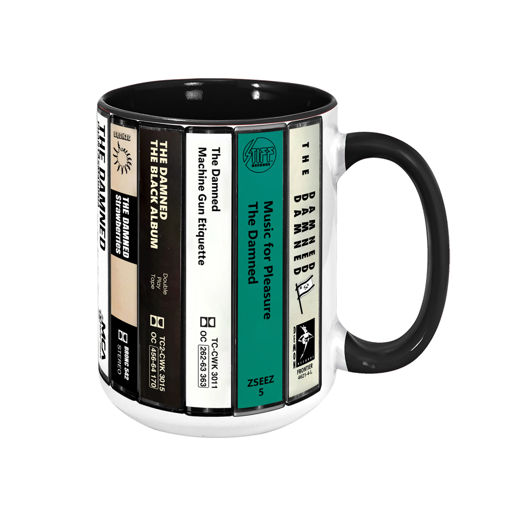 The Damned Albums Cassette Collection Retro Accent Edge-to-Edge Printed Mug