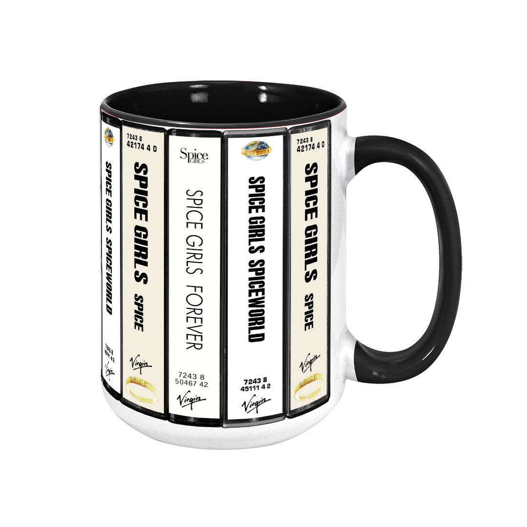 Spice Girls Albums Cassette Collection Retro Accent Edge-to-Edge Printed Mug