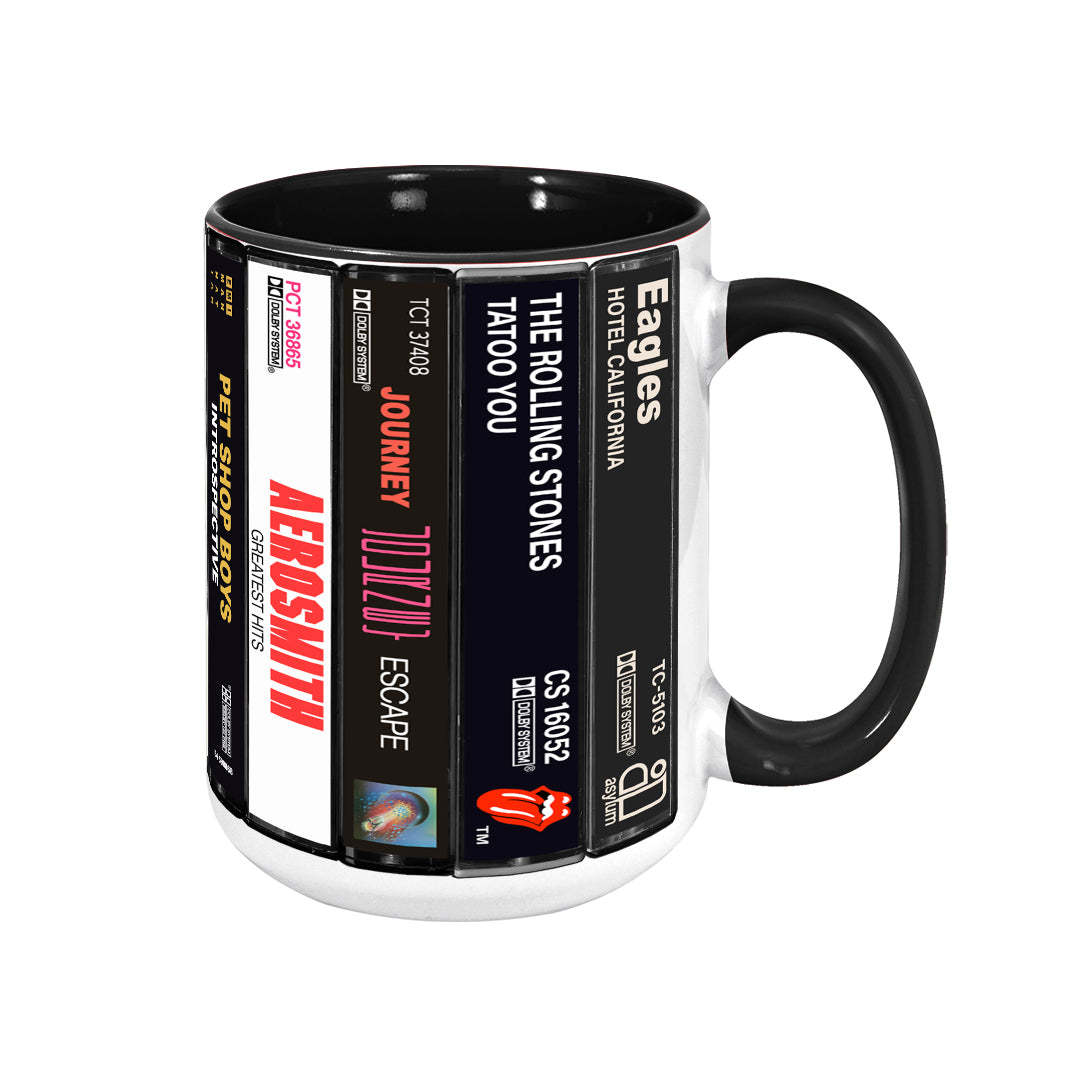 80's Rock Albums Cassette Collection Retro Accent Edge-to-Edge Printed Mug