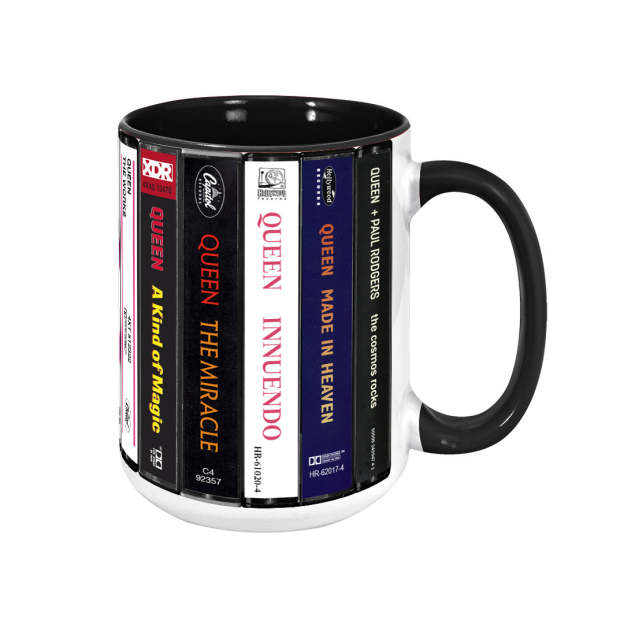 Queen Albums Cassette Collection Retro Accent Edge-to-Edge Printed Mug