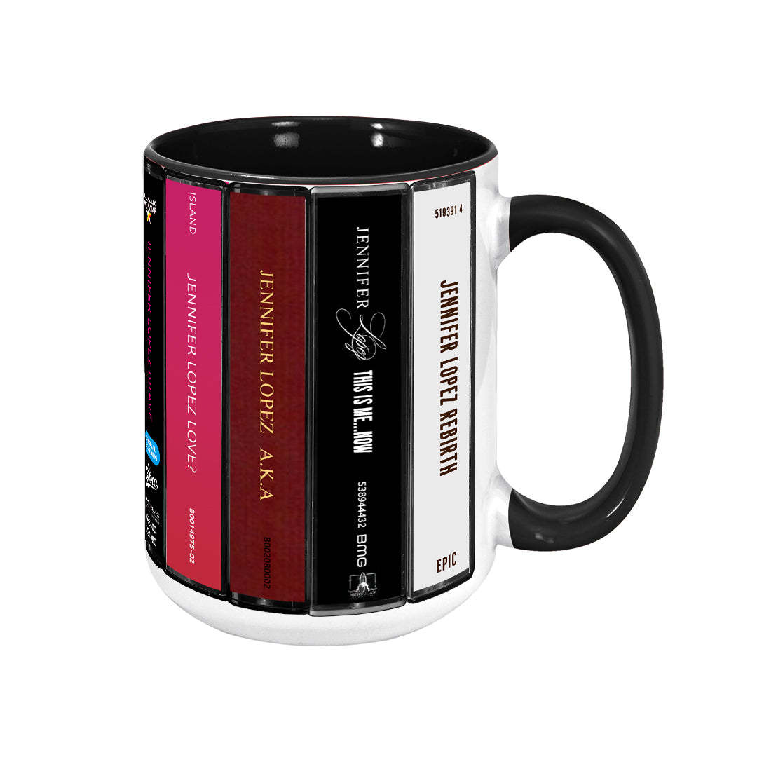 Jennifer Lopez Albums Cassette Collection Retro Accent Edge-to-Edge Printed Mug