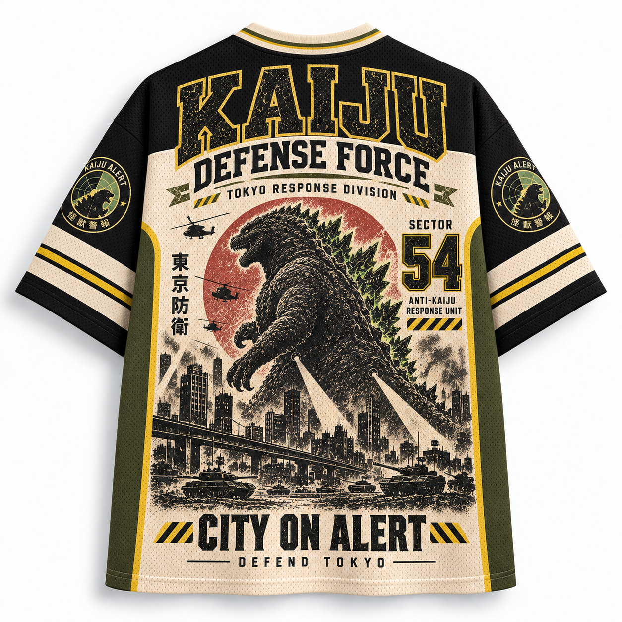 Godzilla Kaiju Defense Force Tokyo Under Siege Jersey Shirts
