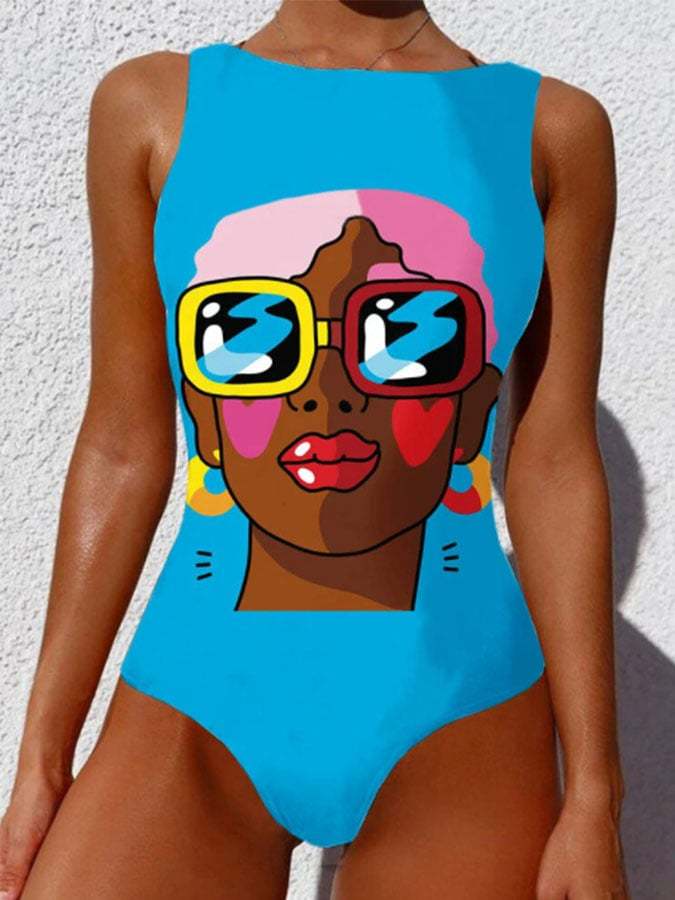 Pop Graffiti Print One Piece Swimsuit