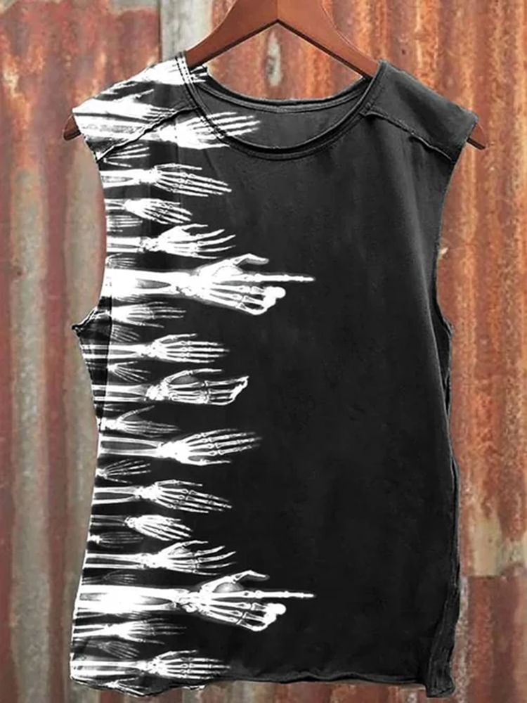 Halloween Retro Skull Print Unisex Vest