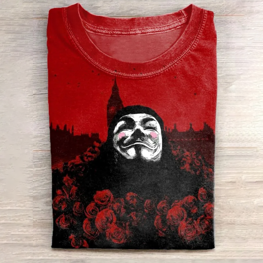 Unisex Art Illustration Printed Casual Cotton Crew Neck T-Shirt