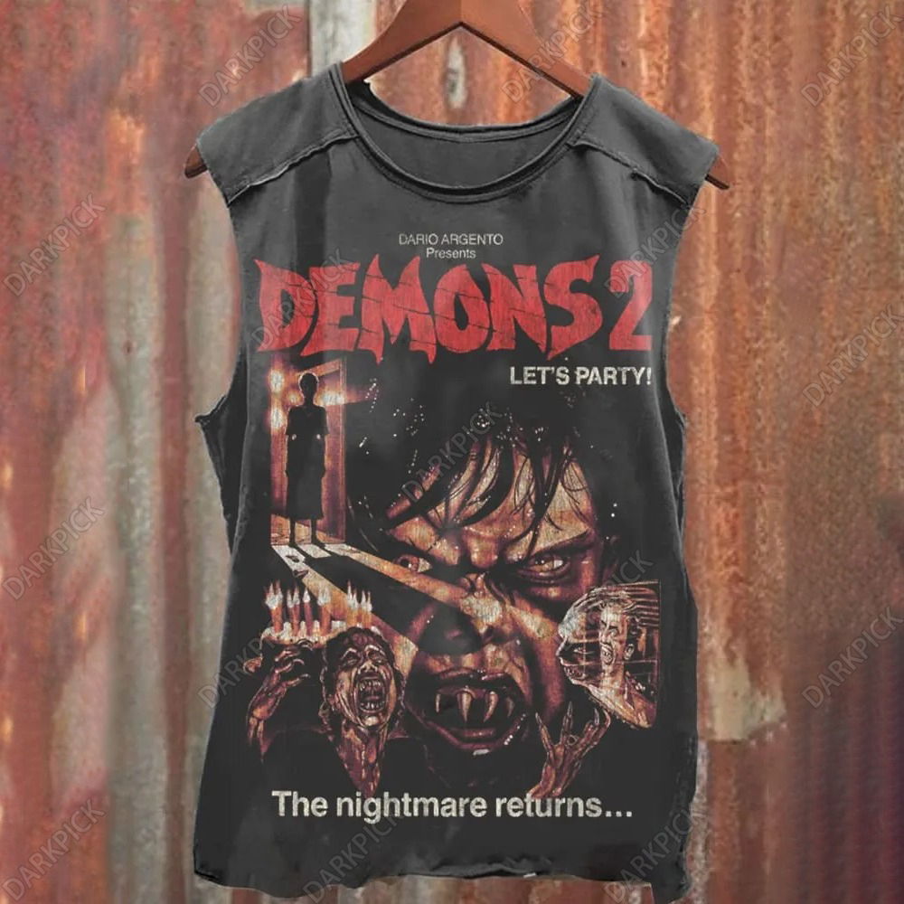 Demons Vintage Graphic Print Tank Top