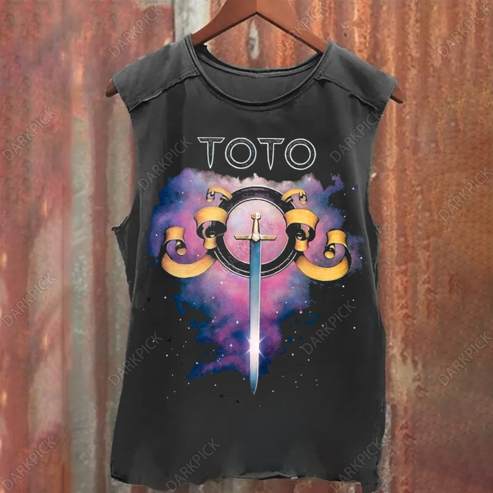 Unisex Vintage Washed Toto Rock Band Tank Top