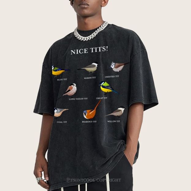 Nice Tits Unisex Vintage Washed Tee