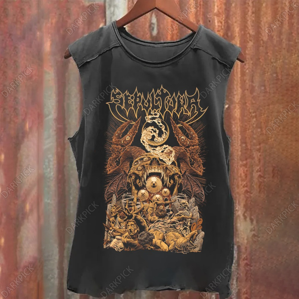 Unisex Vintage Washed Sepultura Heavy Metal Band Tank Top