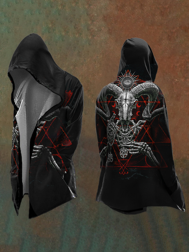 Men's Satanic Devil Goat Casual Hooded Jacket