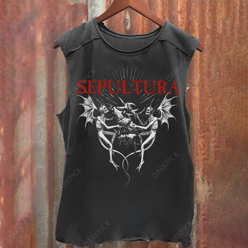 Unisex Vintage Washed Sepultura Heavy Metal Band Tank Top