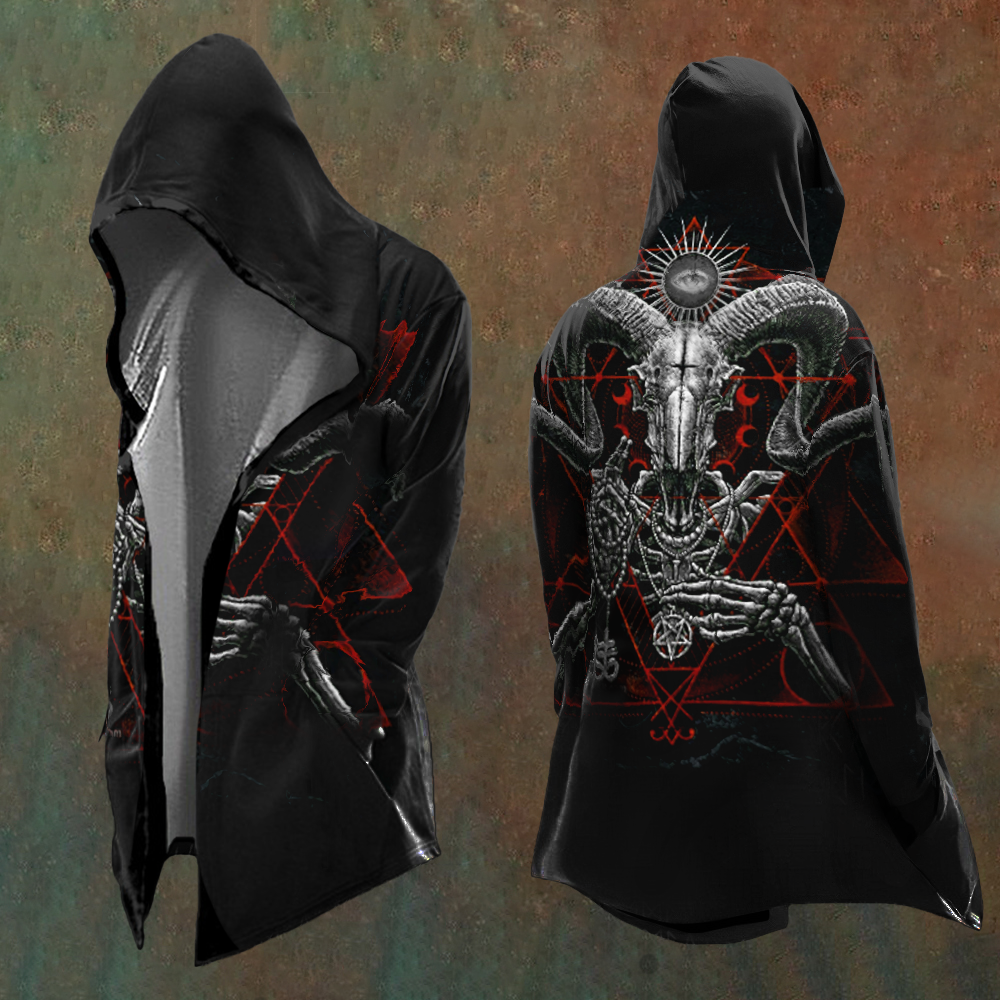 Men's Satanic Devil Goat Casual Hooded Jacket