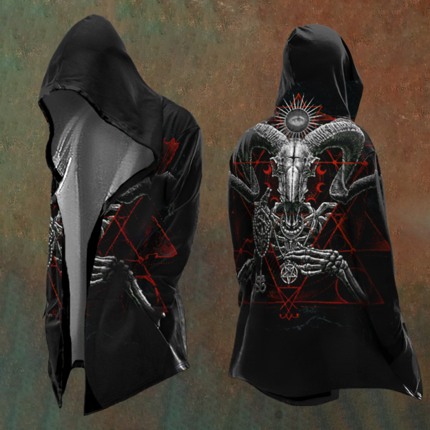 Men's Satanic Devil Goat Casual Hooded Jacket