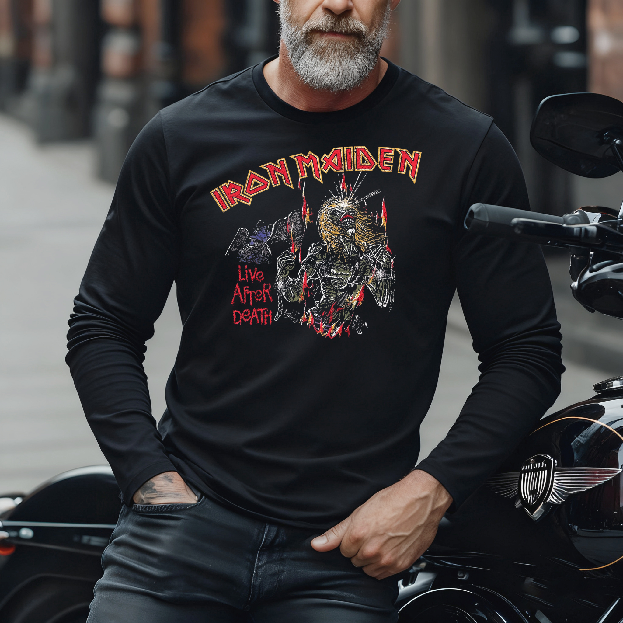 Iron Maiden Live After Death Printed Long Sleeve T-Shirt
