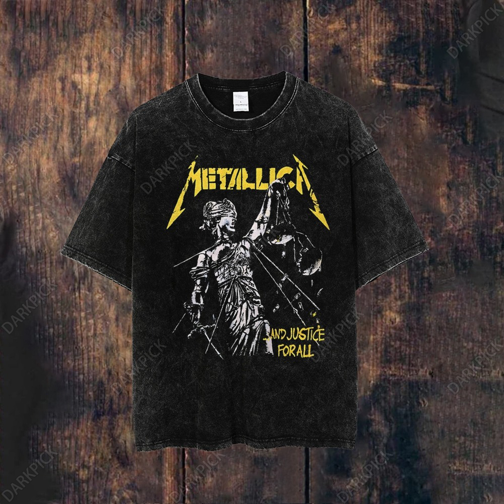 Unisex Washed Metallica Band T-shirt