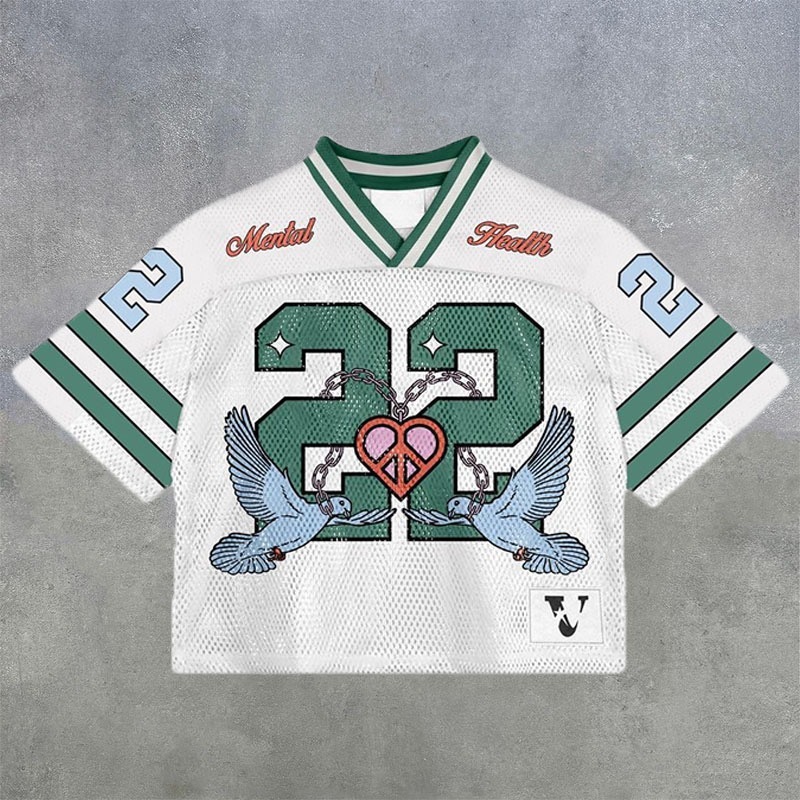 Heart-shaped peace dove Retro Fashion Casual Jersey