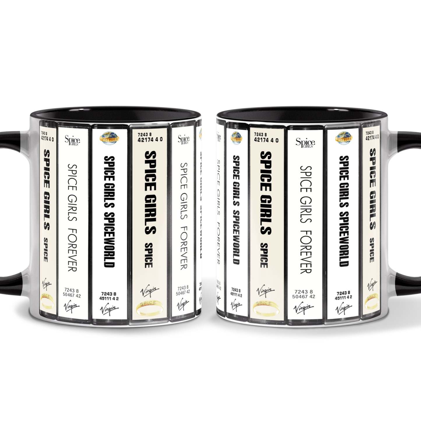 Spice Girls Albums Cassette Collection Retro Accent Edge-to-Edge Printed Mug