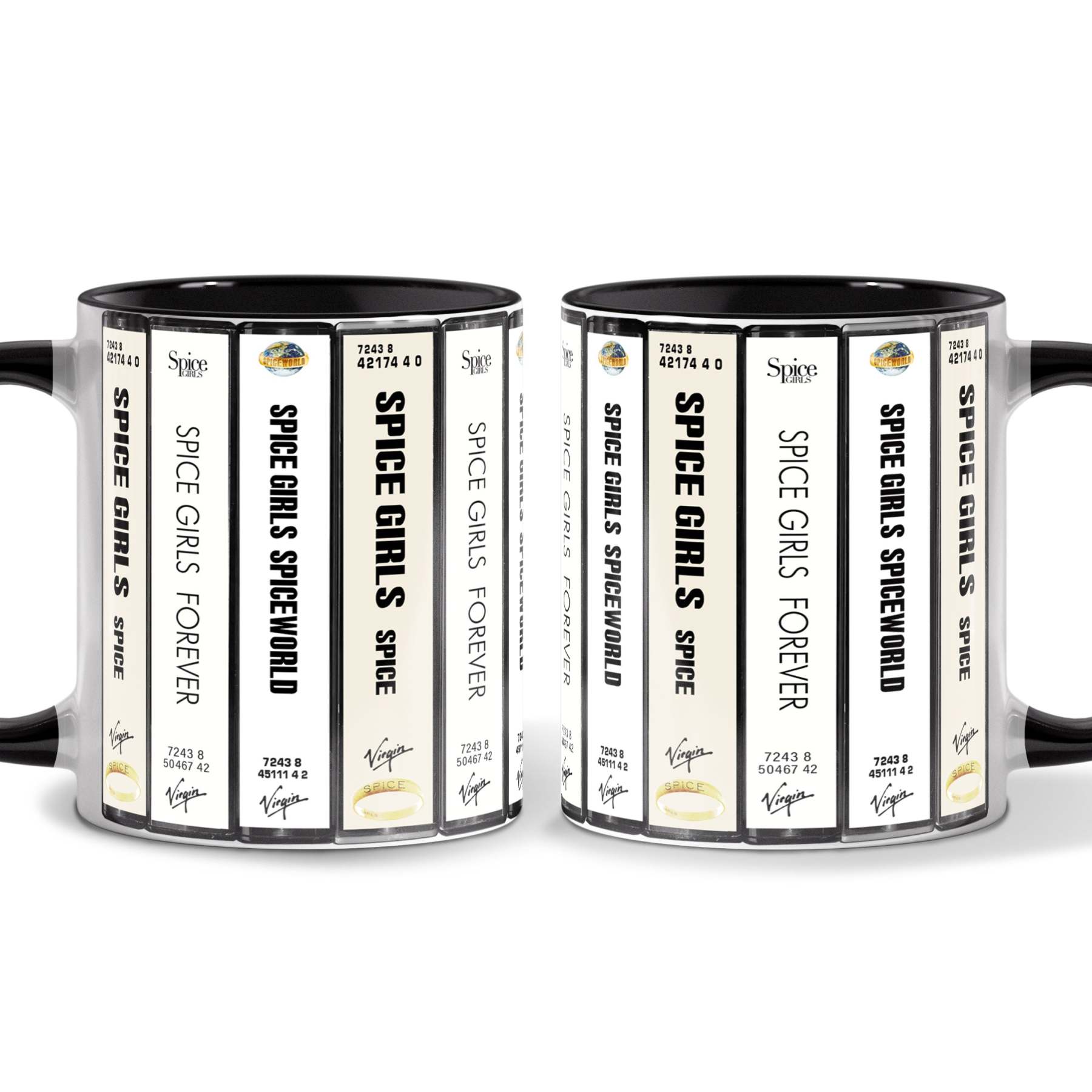 Spice Girls Albums Cassette Collection Retro Accent Edge-to-Edge Printed Mug